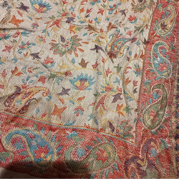 ✨ Luxe Indian Wool–Silk Jacquard Shawl | Hyderabad Artisan Weave | 30 x 80 NWOT - Picture 10 of 13